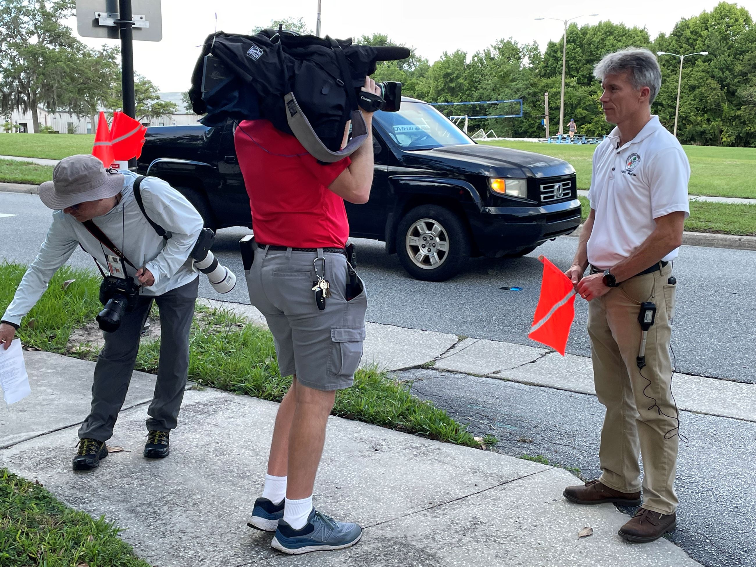 Chief Woodward at Podium with Media