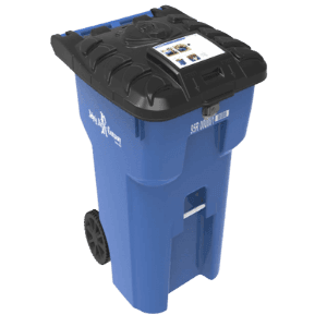 Picture of blue bear proof trash can